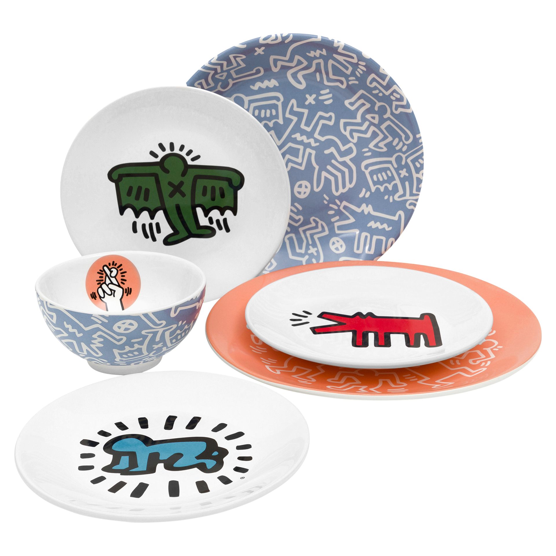 HARING-FLYING-PRATO-DE-SOBREMESA-BRANCO-VERDE-KEITH-HARING_ST2