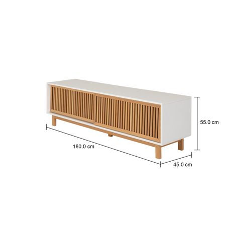 Imagem com medidas do produto RACK 2 PORTAS DE CORRER 1,80 M X 45 CM ALINA LEVEL