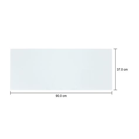 Imagem com medidas do produto KIT COM 3 PRATELEIRAS PARA ESTANTE VIDRO 6 MM X 90 CM X 37 CM VETRO