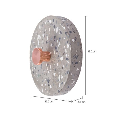 Imagem com medidas do produto GANCHO DE PAREDE BETON TERRAZO