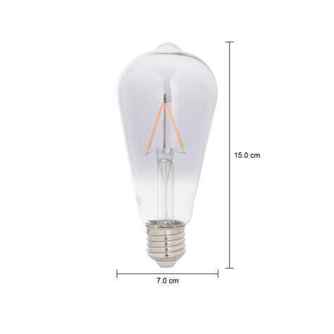 Imagem com medidas do produto LÂMPADA LED FILAMENTO FUME ST64 3W E27 127 220V LUZ AMARELA TASHIBRA