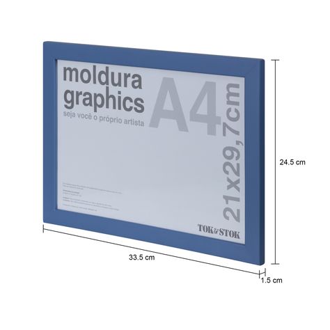 Imagem com medidas do produto KIT MOLDURA A4 21 CM X 29 CM GRAPHICS
