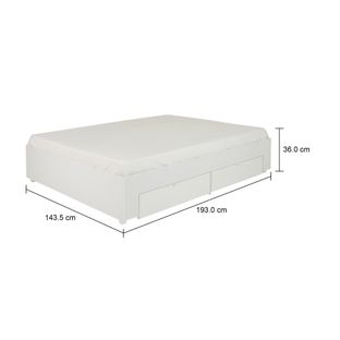 Imagem com medidas do produto CAMA DE CASAL COM 2 GAVETAS 1,38 M NORAH