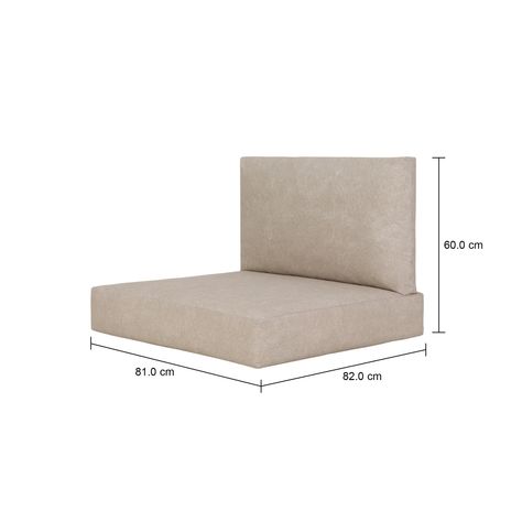 Imagem com medidas do produto ALMOFADA DE ASSENTO/ENCOSTO PARA ESTRUTURA DE POLTRONA E SOFÁ CAMP