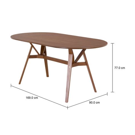 Imagem com medidas do produto MESA OVAL 1,65 M X 90 CM TREVO