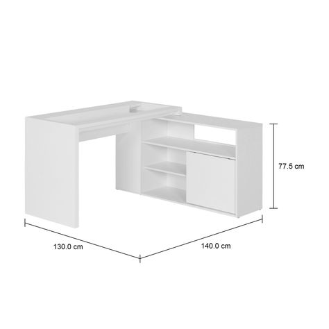 Imagem com medidas do produto BASE DE MESA COM BALCÃO 1 PORTA 1,40 M X 1,30 M VETRO