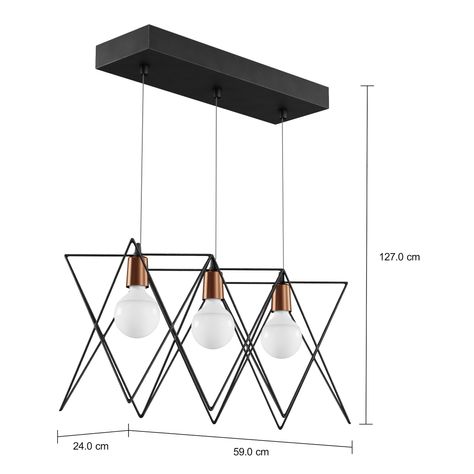 Imagem com medidas do produto LUMINÁRIA DE TETO TEIA