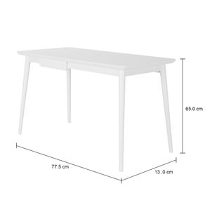 Imagem com medidas do produto MESA 1 GAVETA 1,30 M X 65 CM SKAND