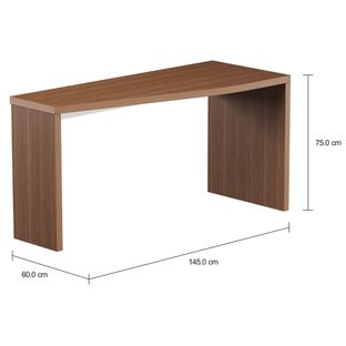 Imagem com medidas do produto MESA TRAPEZOIDAL 1,45 M X 60 CM DIREITA FIND