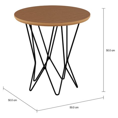 Imagem com medidas do produto MESA LATERAL REDONDA 50 CM BEZEL