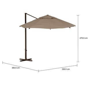 Imagem com medidas do produto OMBRELONE LATERAL REDONDO 3,30 M MILUS