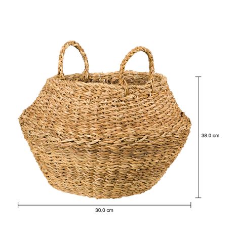 Imagem com medidas do produto CESTO REDONDO COM ALÇA 38 CM X 30 CM X 30CM TRENZA