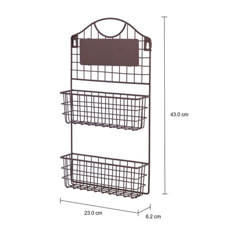 Imagem com medidas do produto PRATELEIRA DUPLA 43 CM X 23 CM X 6 CM BARN SERENITY