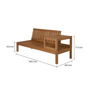 Imagem com medidas do produto ESTRUTURA DE SOFÁ 2 LUGARES COM MESA LATERAL REPOSICIONÁVEL DUO