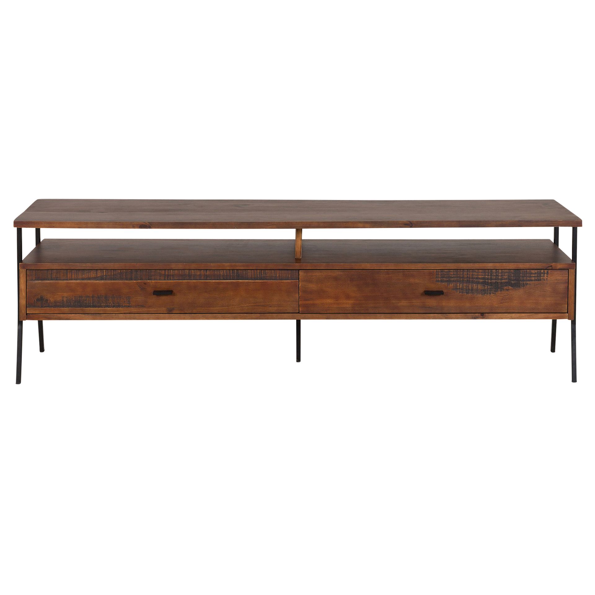 RACK 2 GAVETAS 1,80 M X 44 CM JAHARI NOZES RÚSTICO/PRETO | Tok&Stok