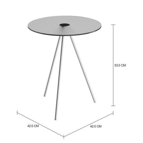 Imagem com medidas do produto MESA LATERAL REDONDA 42 CM GALÁXIA