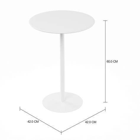 Imagem com medidas do produto MESA LATERAL REDONDA 42 CM DART FIXY