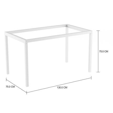 Imagem com medidas do produto BASE DE MESA 1,30 M X 75 CM METRIC