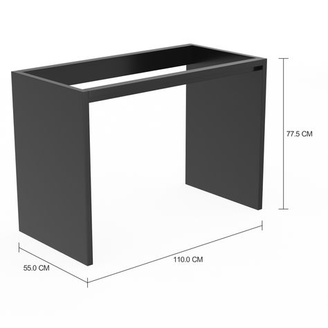 Imagem com medidas do produto BASE DE MESA 1,10 M X 55 CM VETRO