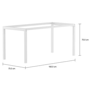 Imagem com medidas do produto BASE DE MESA 1,60 M X 75 CM METRIC