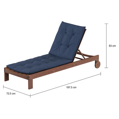 Imagem com medidas do produto CHAISE LONGUE C/ ALMOFADA LEME