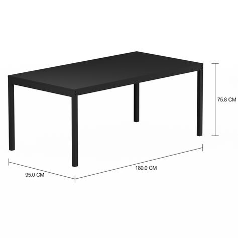 Imagem com medidas do produto MESA 1,80 M X 95 CM TAMPO MADEIRA METRIC