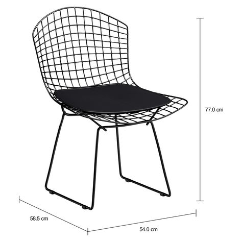 Imagem com medidas do produto CADEIRA COM ALMOFADA BERTOIA