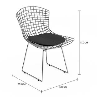 Imagem com medidas do produto CADEIRA COM ALMOFADA BERTOIA