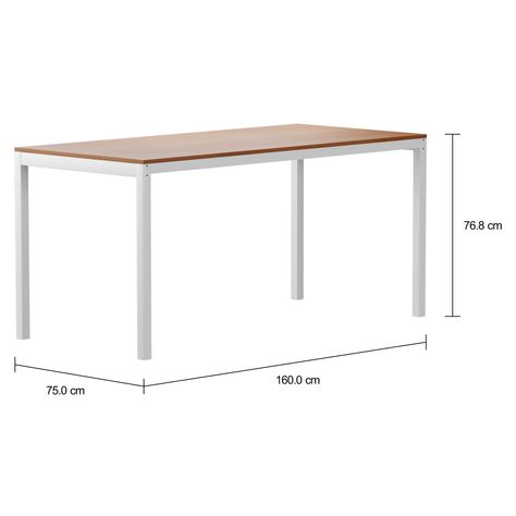 Imagem com medidas do produto MESA 1,60 M X 75 CM TAMPO MADEIRA METRIC