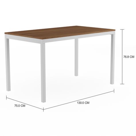 Imagem com medidas do produto MESA 1,30 M X 75 CM TAMPO MADEIRA METRIC