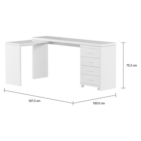 Imagem com medidas do produto ESCRIVANINHA CANTO 167 C/4 GAVETAS FIND