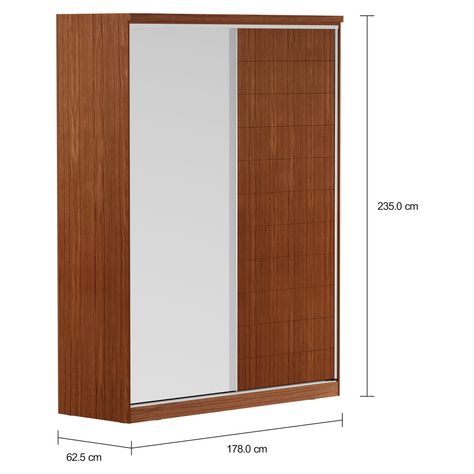 Imagem com medidas do produto GUARDA-ROUPAS COM 1 PORTA ESPELHADA FRIZ