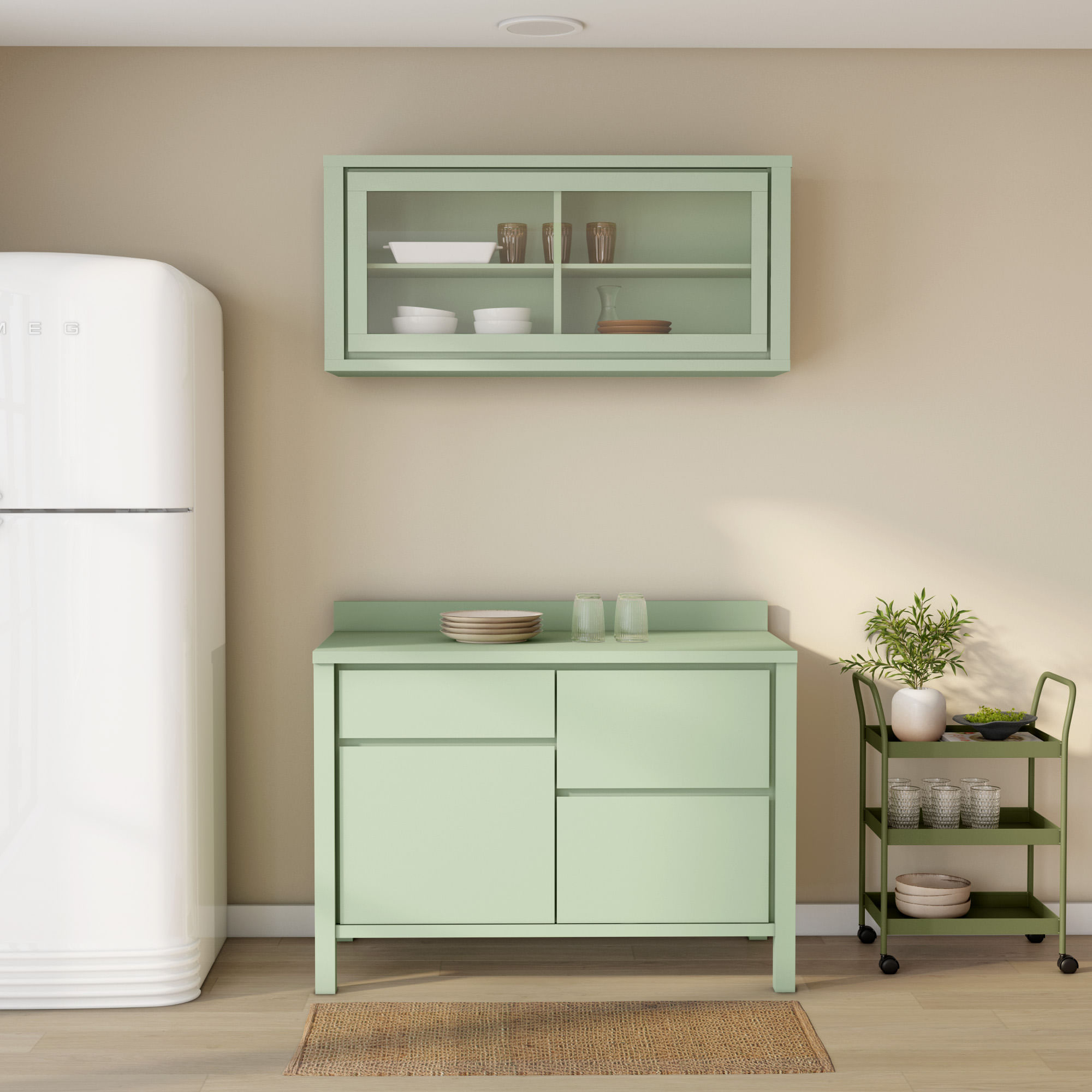 CONJUNTO DE COZINHA 3 PEÇAS SV MASSY SÁLVIA/INCOLOR | Tok&Stok