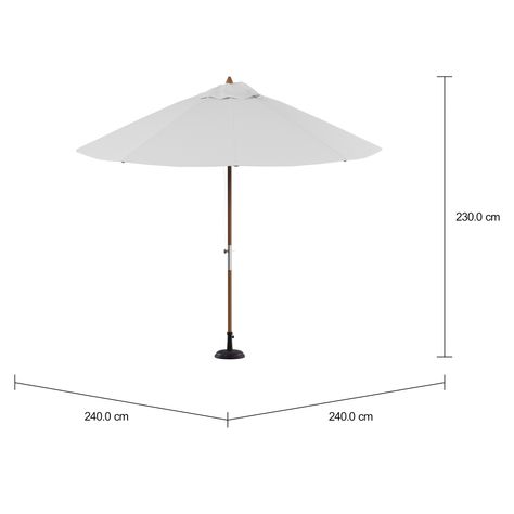 Imagem com medidas do produto OMBRELONE RED. 240 C/BASE PETRUS/CAUCAIA