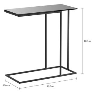 Imagem com medidas do produto LINEAR MESA LATERAL 65X30 VIDRO 10MM