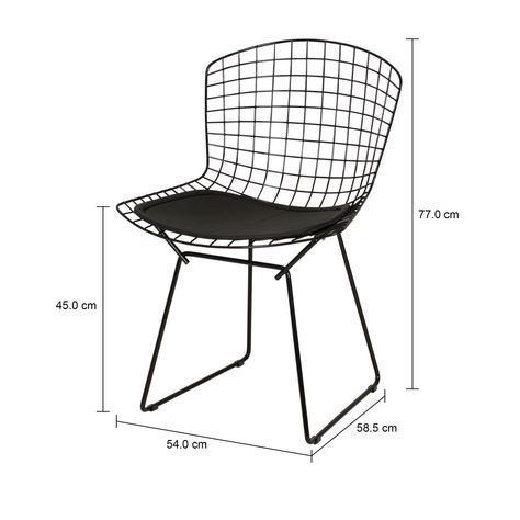 Imagem com medidas do produto CADEIRA COM ALMOFADA BERTOIA