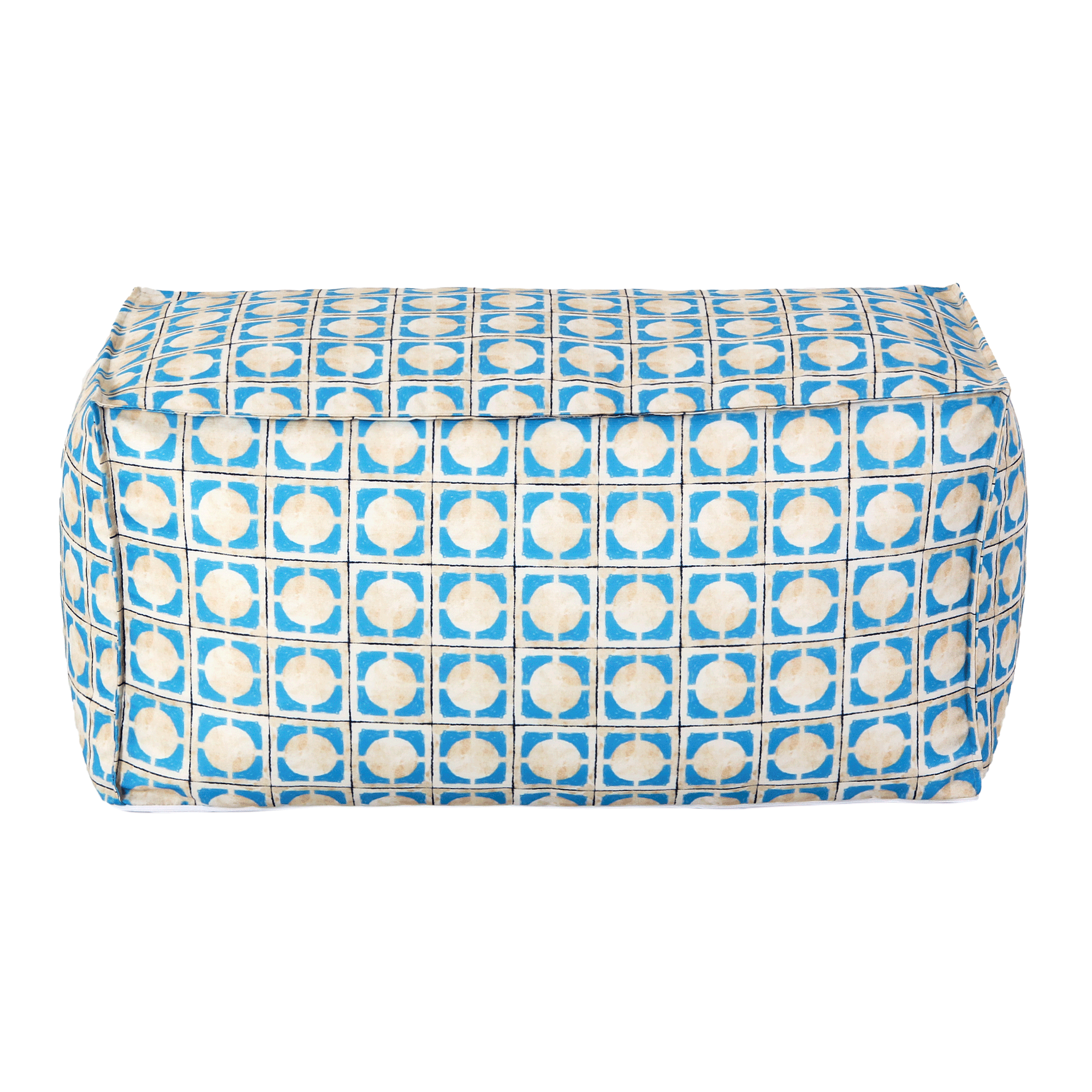 PUFF 90 CM X 45 SAUDADE TROPICAL AZULEJOS MULTICOR/AZUL HISTÓRICO