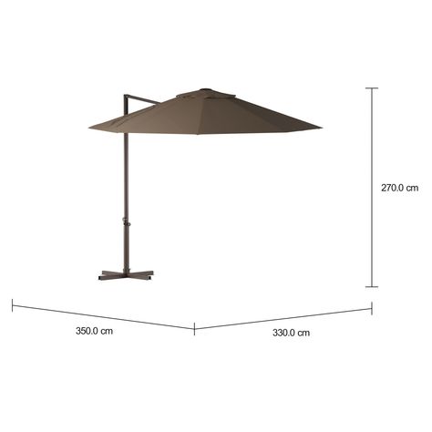 Imagem com medidas do produto MILUS OMBRELONE LATERAL REDONDO 3,30 M