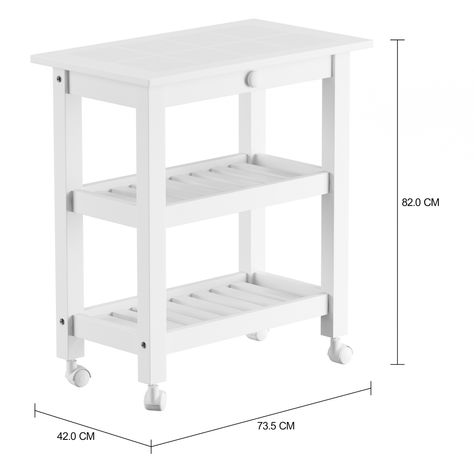 Imagem com medidas do produto CARRINHO 1 GAVETA 73 CM X 42 CM MEET COMPAC