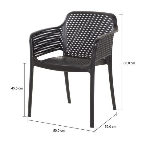 Imagem com medidas do produto CADEIRA EMPILHÁVEL COM BRAÇOS FRISK