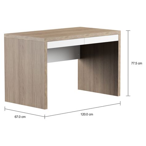 Imagem com medidas do produto MESA COM 2 GAVETAS 1,20 M X 67 CM BOSS