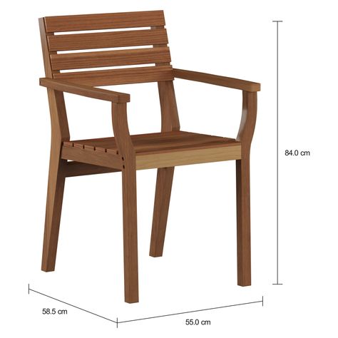Imagem com medidas do produto CADEIRA COM BRAÇOS CARAÍVA