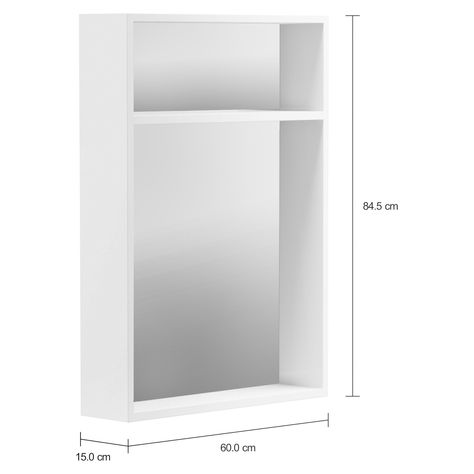 Imagem com medidas do produto ESPELHO 1 PRATELEIRA 60 CM X 84 CM LIVA