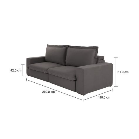 Imagem com medidas do produto SOFÁ RETRÁTIL E RECLINÁVEL BIPARTIDO 3 LUGARES HALKI