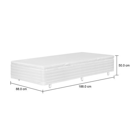 Imagem com medidas do produto BASE PARA CAMA BOX SOLTEIRO 88 CM COM BAÚ MAX