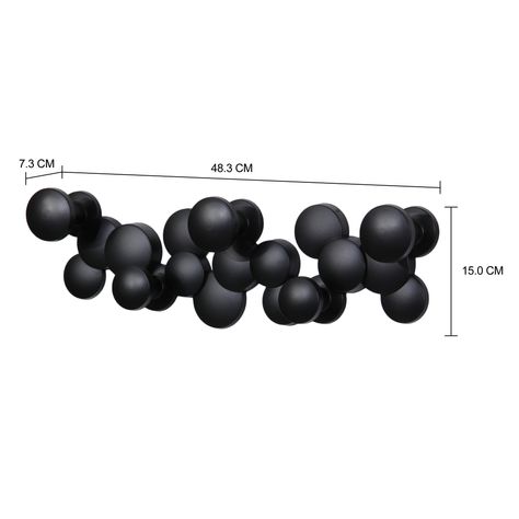 Imagem com medidas do produto CABIDEIRO DE PAREDE COM 5 GANCHOS BUBBLE