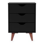 Preto - MESA DE CABECEIRA 3 GAVETAS LIN