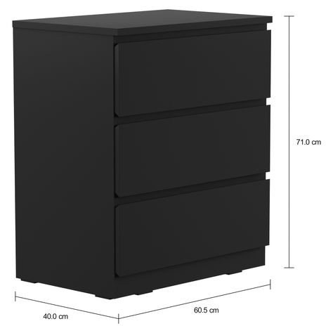 Imagem com medidas do produto MESA DE CABECEIRA 3 GAVETAS MINCE