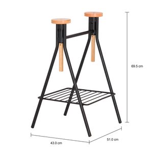 Imagem com medidas do produto CAVALETE COM PRATELEIRA 51 CM X 43 CM MILONGA