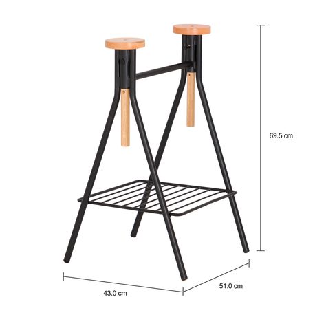 Imagem com medidas do produto CAVALETE COM PRATELEIRA 51 CM X 43 CM MILONGA